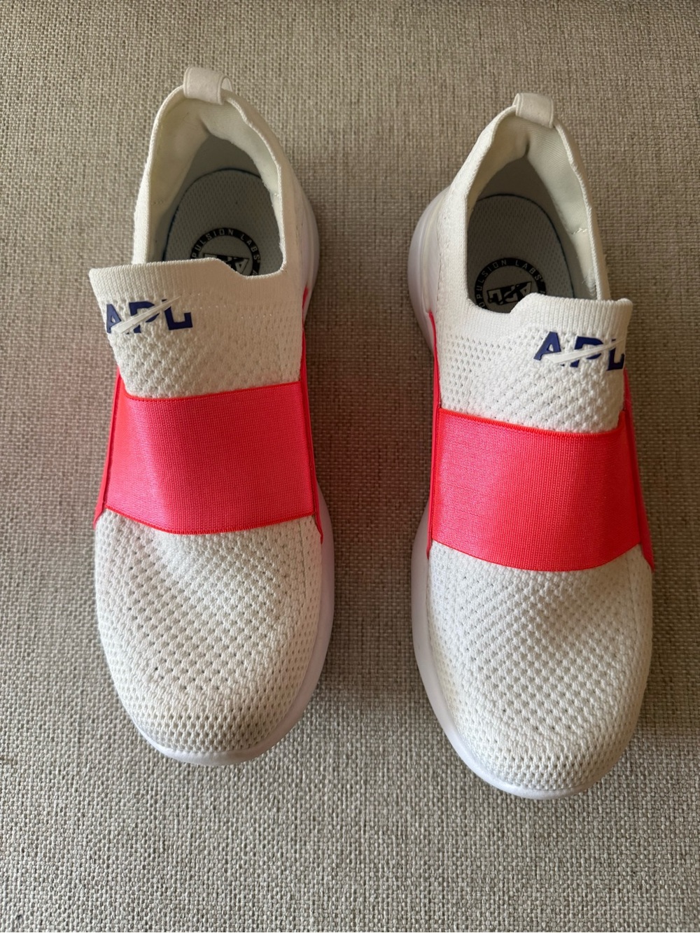APL Slip-On Athletic Shoes in White and Coral Pink